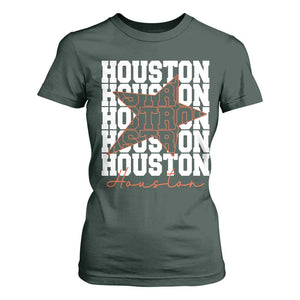 Houston Sport Baseball Fans T Shirt For Women US State Vintage Graphic TS10 Dark Forest Green Print Your Wear