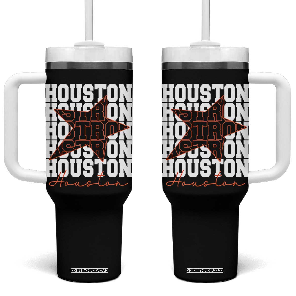 Houston Sport Baseball Fans Tumbler With Handle US State Vintage Graphic TS10 One Size: 40 oz Black Print Your Wear