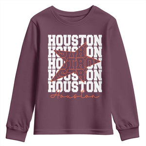 Houston Sport Baseball Fans Youth Sweatshirt US State Vintage Graphic TS10 Maroon Print Your Wear