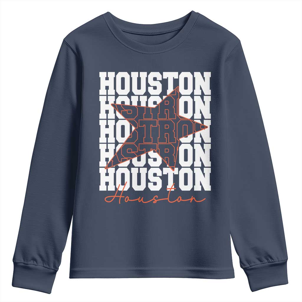 Houston Sport Baseball Fans Youth Sweatshirt US State Vintage Graphic TS10 Navy Print Your Wear