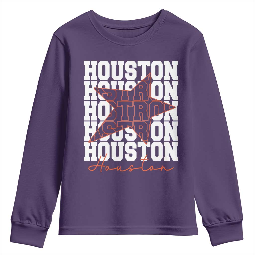 Houston Sport Baseball Fans Youth Sweatshirt US State Vintage Graphic TS10 Purple Print Your Wear