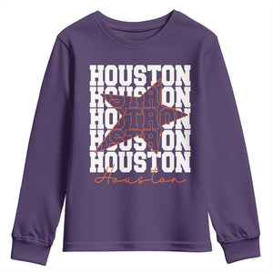 Houston Sport Baseball Fans Youth Sweatshirt US State Vintage Graphic TS10 Purple Print Your Wear
