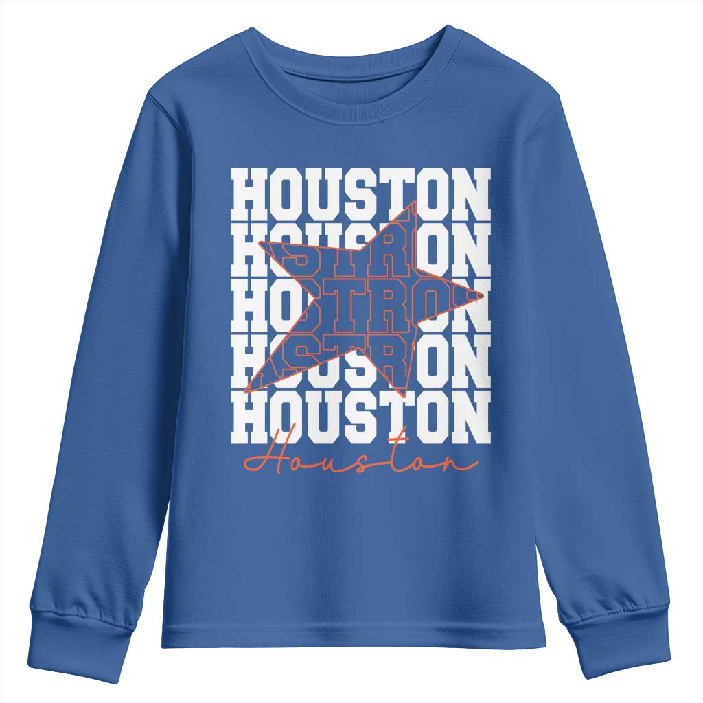 Houston Sport Baseball Fans Youth Sweatshirt US State Vintage Graphic TS10 Royal Blue Print Your Wear