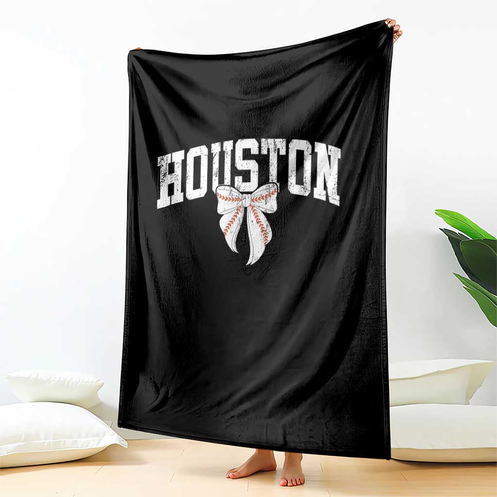 Retro Houston Throw Blanket Baseball Coquette Bow Varsity Vintage Sports 80s 90s TS10 Print Your Wear
