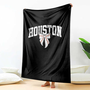 Retro Houston Throw Blanket Baseball Coquette Bow Varsity Vintage Sports 80s 90s TS10 Print Your Wear