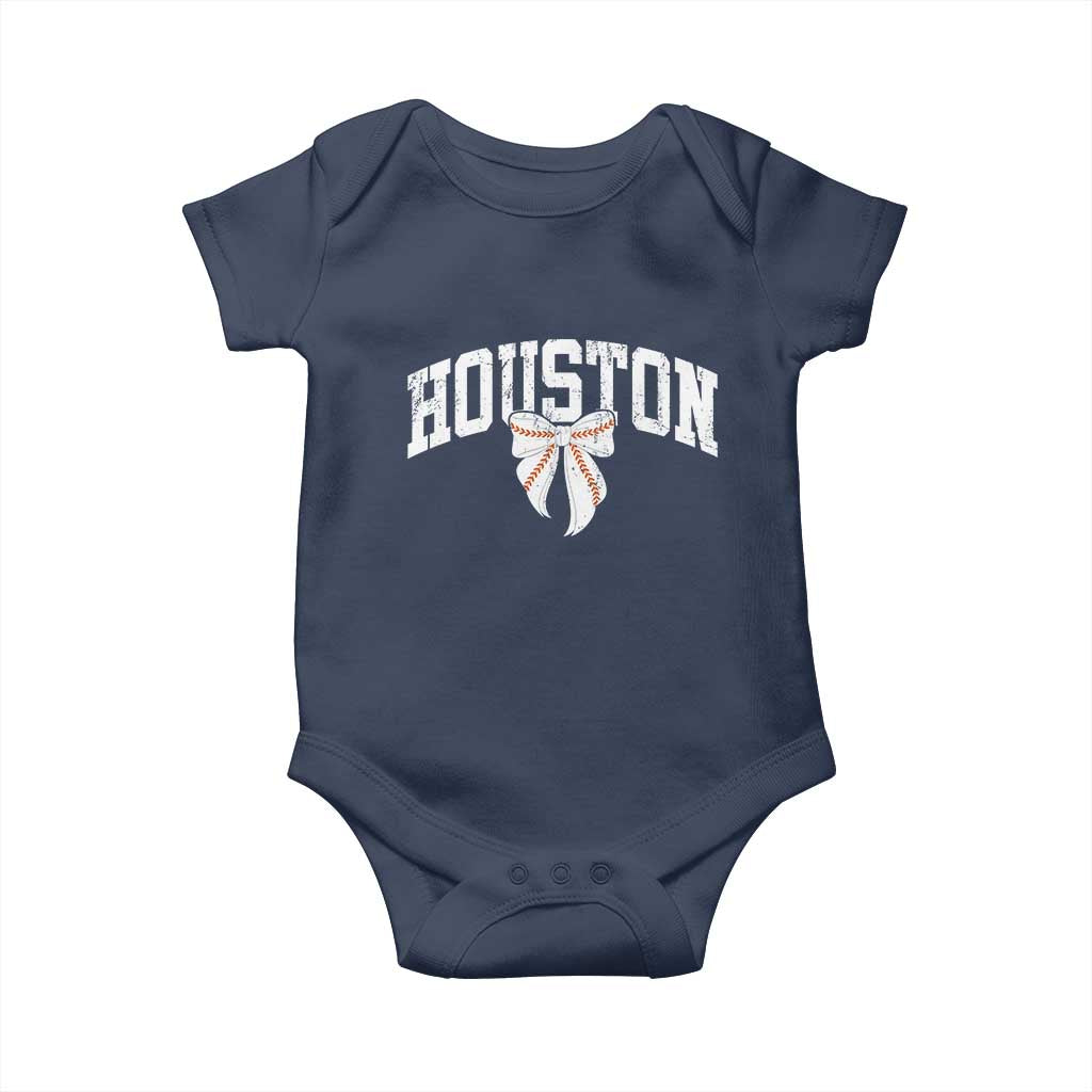 Retro Houston Baby Onesie Baseball Coquette Bow Varsity Vintage Sports 80s 90s TS10 Navy Print Your Wear