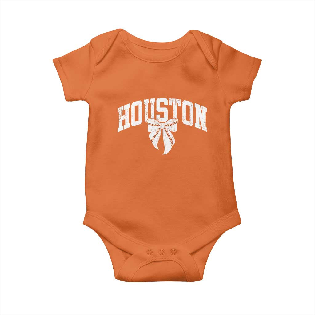 Retro Houston Baby Onesie Baseball Coquette Bow Varsity Vintage Sports 80s 90s TS10 Orange Print Your Wear