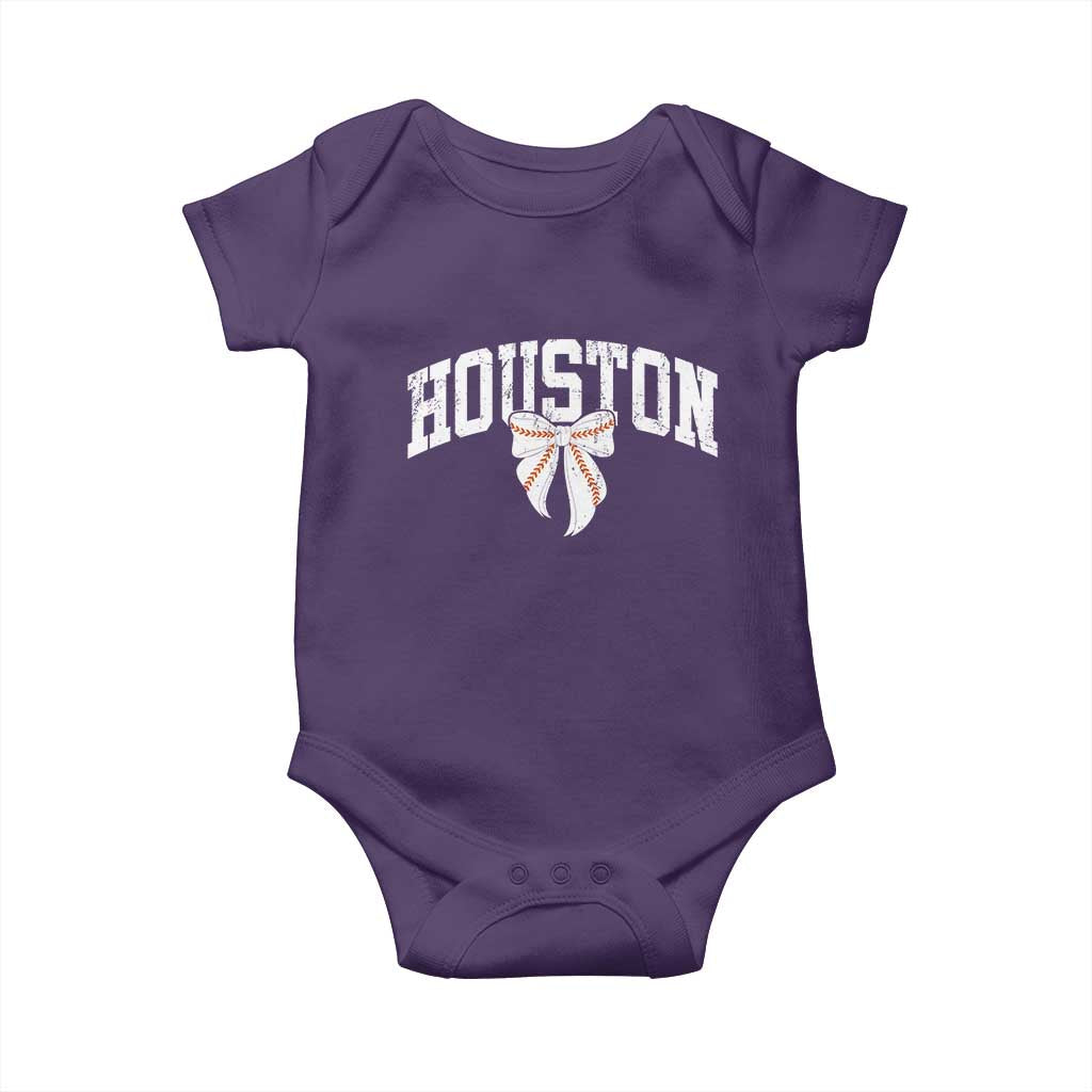 Retro Houston Baby Onesie Baseball Coquette Bow Varsity Vintage Sports 80s 90s TS10 Purple Print Your Wear
