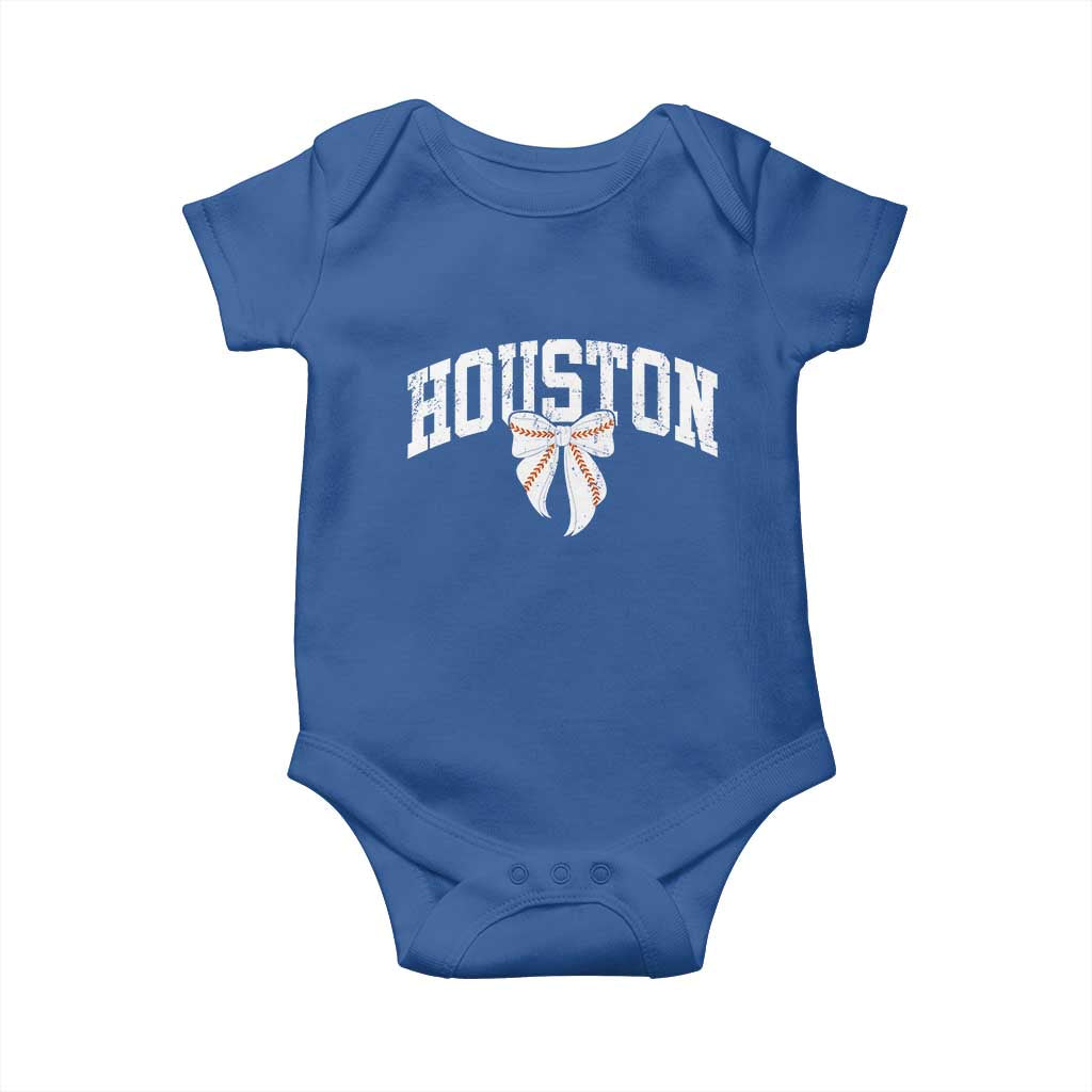 Retro Houston Baby Onesie Baseball Coquette Bow Varsity Vintage Sports 80s 90s TS10 Royal Blue Print Your Wear