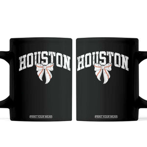 Retro Houston Coffee Mug Baseball Coquette Bow Varsity Vintage Sports 80s 90s TS10 Black Print Your Wear