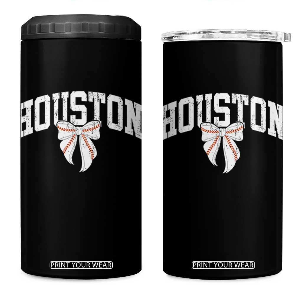 Retro Houston 4 in 1 Can Cooler Tumbler Baseball Coquette Bow Varsity Vintage Sports 80s 90s TS10 One Size: 16 oz Black Print Your Wear