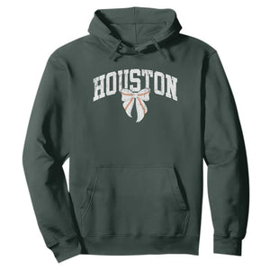 Retro Houston Hoodie Baseball Coquette Bow Varsity Vintage Sports 80s 90s TS10 Dark Forest Green Print Your Wear