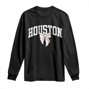 Retro Houston Long Sleeve Shirt Baseball Coquette Bow Varsity Vintage Sports 80s 90s TS10 Black Print Your Wear