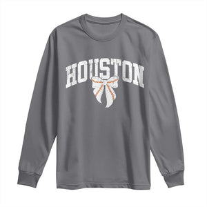 Retro Houston Long Sleeve Shirt Baseball Coquette Bow Varsity Vintage Sports 80s 90s TS10 Charcoal Print Your Wear