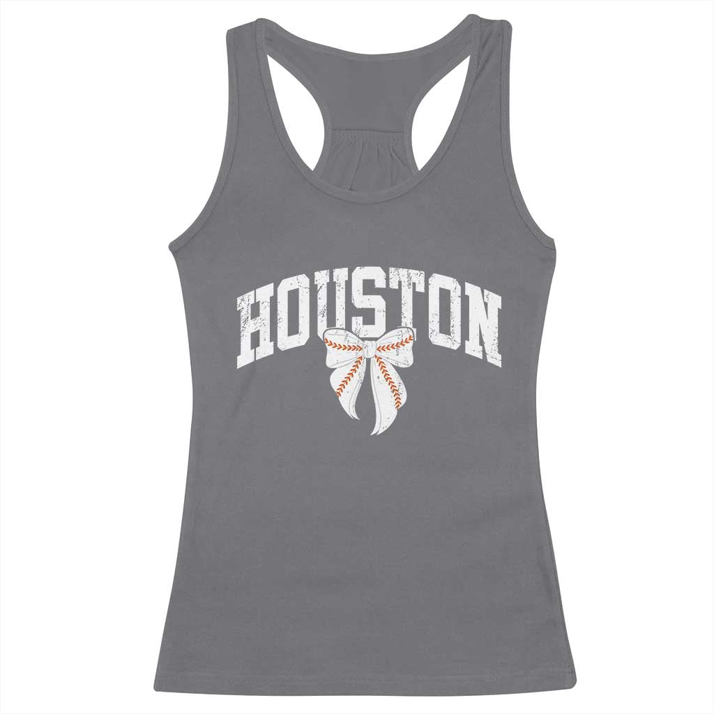 Retro Houston Racerback Tank Top Baseball Coquette Bow Varsity Vintage Sports 80s 90s TS10 Charcoal Print Your Wear