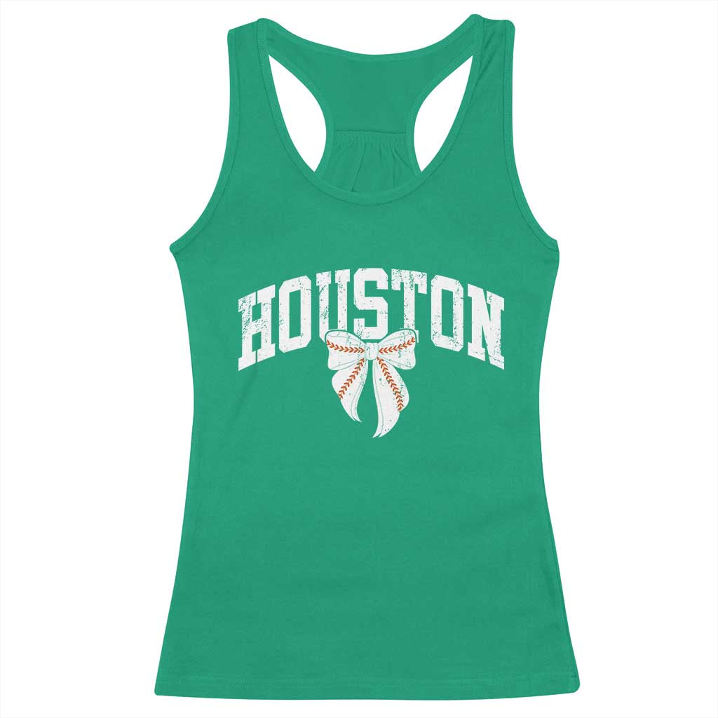 Retro Houston Racerback Tank Top Baseball Coquette Bow Varsity Vintage Sports 80s 90s TS10 Irish Green Print Your Wear