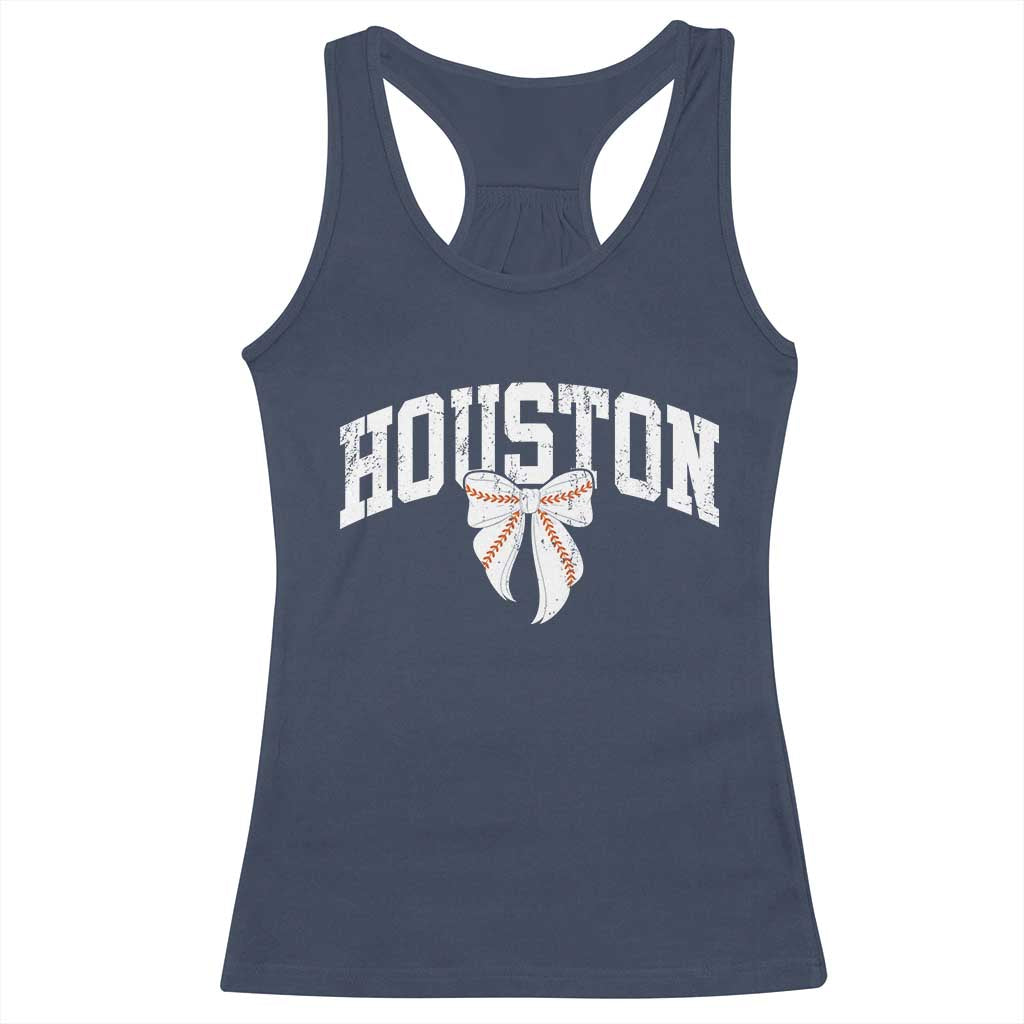 Retro Houston Racerback Tank Top Baseball Coquette Bow Varsity Vintage Sports 80s 90s TS10 Navy Print Your Wear