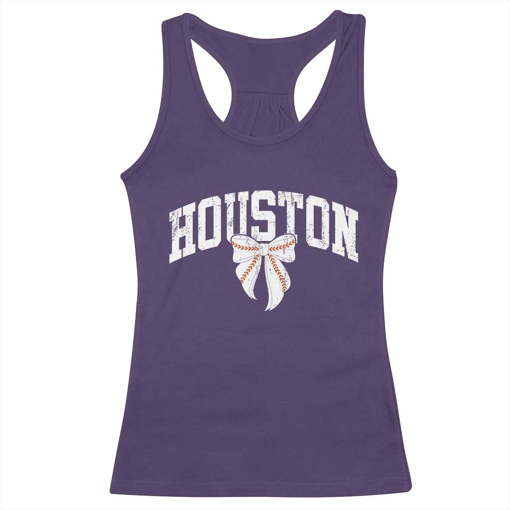 Retro Houston Racerback Tank Top Baseball Coquette Bow Varsity Vintage Sports 80s 90s TS10 Purple Print Your Wear