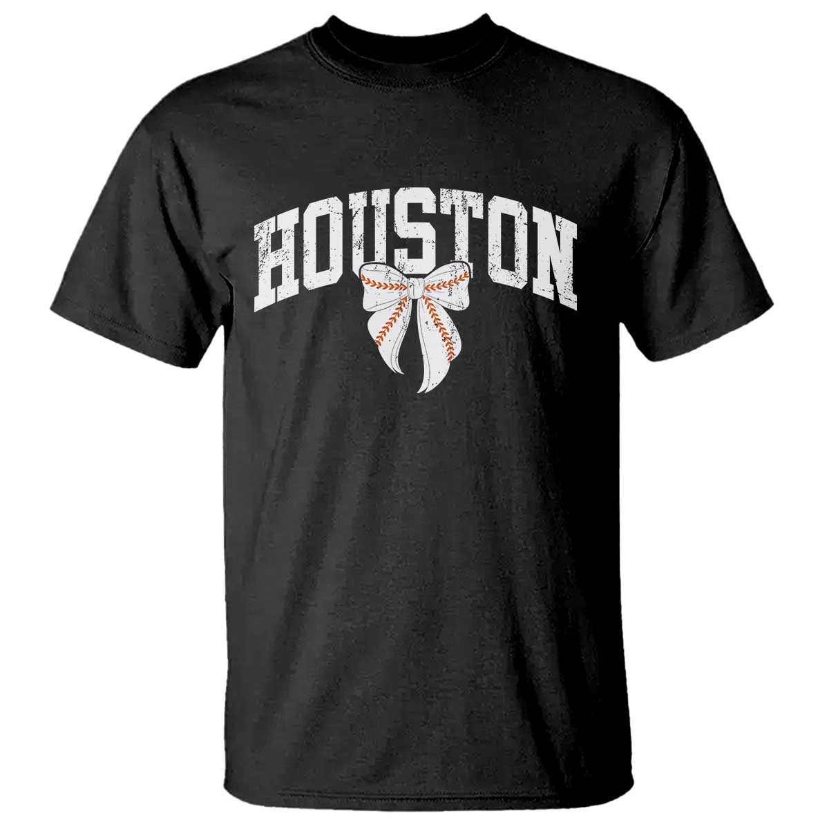 Retro Houston T Shirt Baseball Coquette Bow Varsity Vintage Sports 80s 90s TS10 Black Print Your Wear
