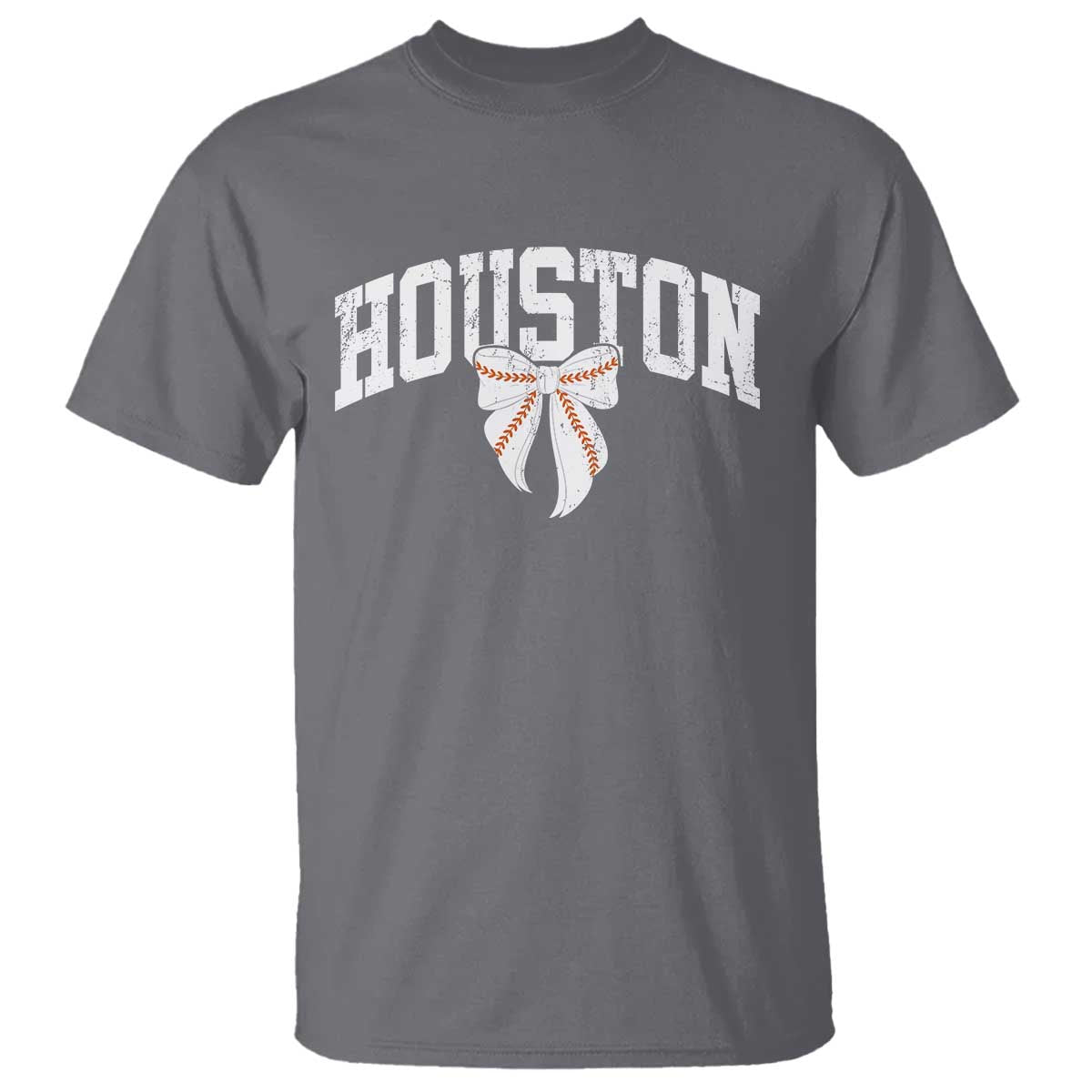 Retro Houston T Shirt Baseball Coquette Bow Varsity Vintage Sports 80s 90s TS10 Charcoal Print Your Wear