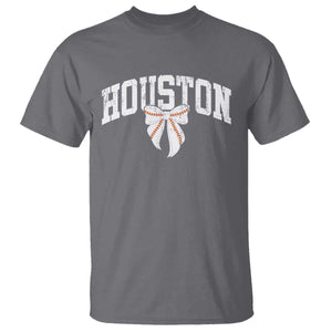 Retro Houston T Shirt Baseball Coquette Bow Varsity Vintage Sports 80s 90s TS10 Charcoal Print Your Wear