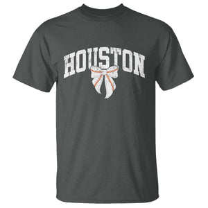 Retro Houston T Shirt Baseball Coquette Bow Varsity Vintage Sports 80s 90s TS10 Dark Heather Print Your Wear