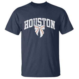 Retro Houston T Shirt Baseball Coquette Bow Varsity Vintage Sports 80s 90s TS10 Navy Print Your Wear