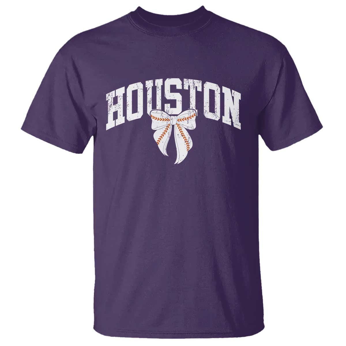 Retro Houston T Shirt Baseball Coquette Bow Varsity Vintage Sports 80s 90s TS10 Purple Print Your Wear