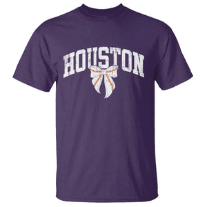 Retro Houston T Shirt Baseball Coquette Bow Varsity Vintage Sports 80s 90s TS10 Purple Print Your Wear
