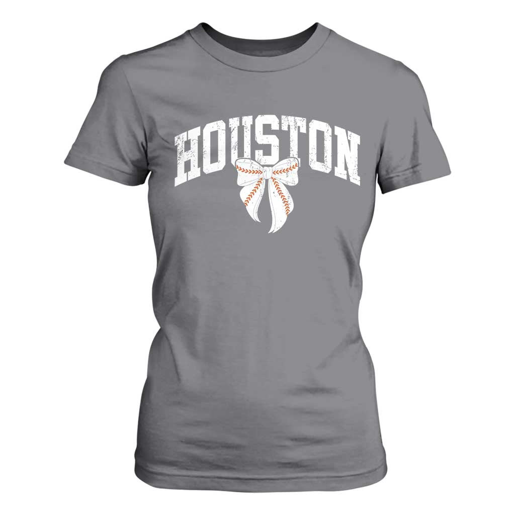 Retro Houston T Shirt For Women Baseball Coquette Bow Varsity Vintage Sports 80s 90s TS10 Charcoal Print Your Wear