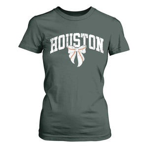 Retro Houston T Shirt For Women Baseball Coquette Bow Varsity Vintage Sports 80s 90s TS10 Dark Forest Green Print Your Wear