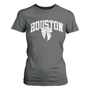 Retro Houston T Shirt For Women Baseball Coquette Bow Varsity Vintage Sports 80s 90s TS10 Dark Heather Print Your Wear