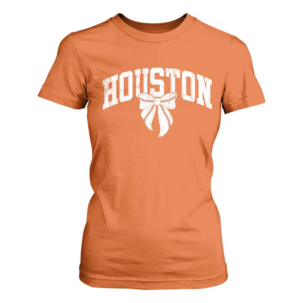 Retro Houston T Shirt For Women Baseball Coquette Bow Varsity Vintage Sports 80s 90s TS10 Orange Print Your Wear