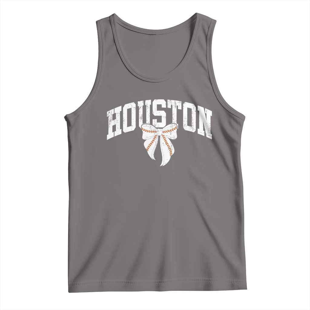 Retro Houston Tank Top Baseball Coquette Bow Varsity Vintage Sports 80s 90s TS10 Deep Heather Print Your Wear