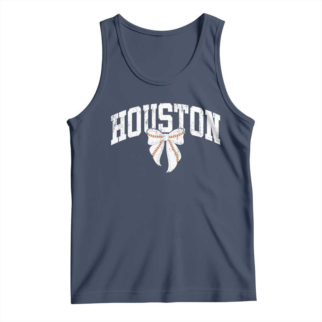 Retro Houston Tank Top Baseball Coquette Bow Varsity Vintage Sports 80s 90s TS10 Navy Print Your Wear