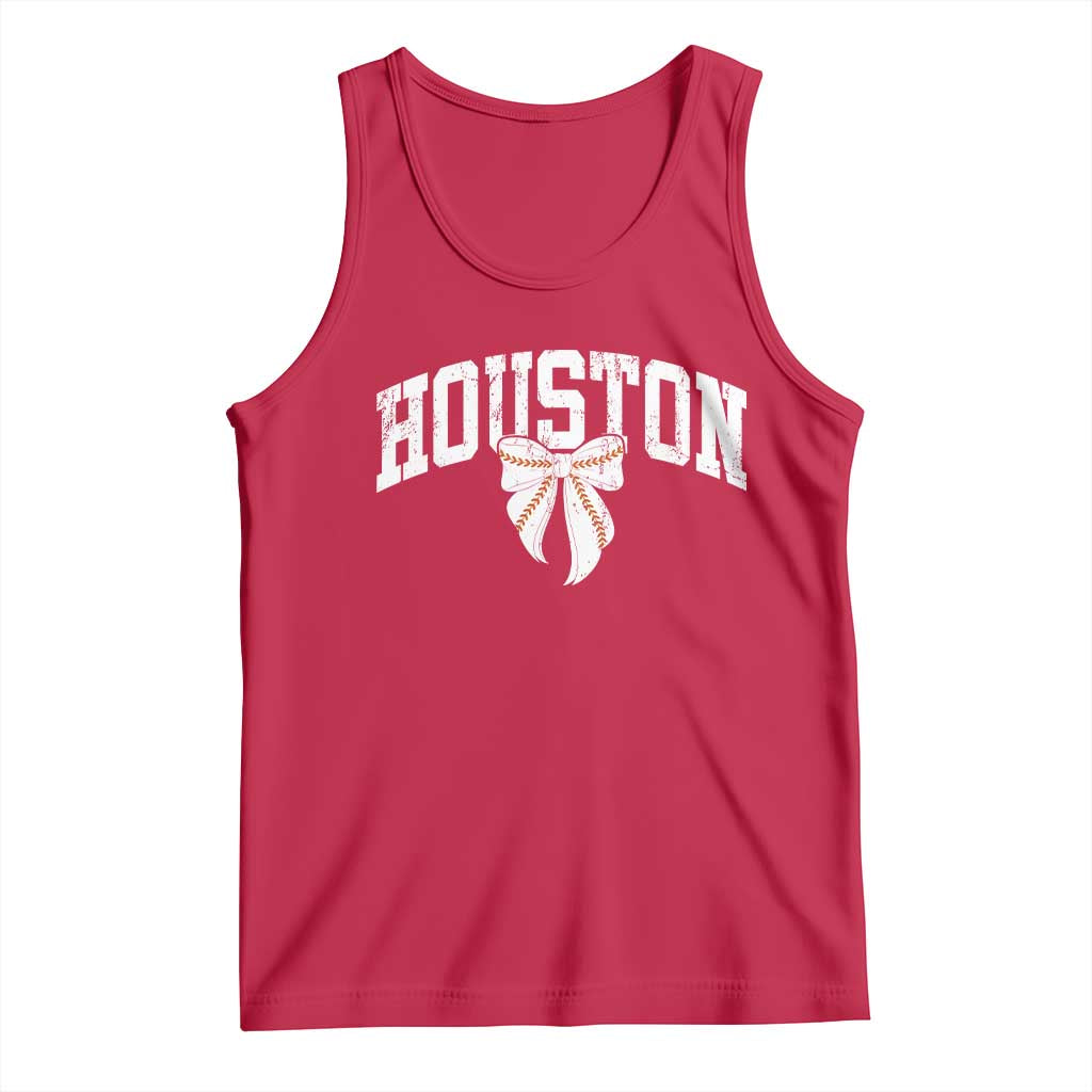 Retro Houston Tank Top Baseball Coquette Bow Varsity Vintage Sports 80s 90s TS10 Red Print Your Wear