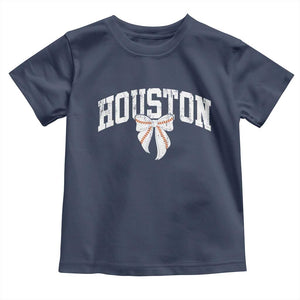 Retro Houston Toddler T Shirt Baseball Coquette Bow Varsity Vintage Sports 80s 90s TS10 Navy Print Your Wear