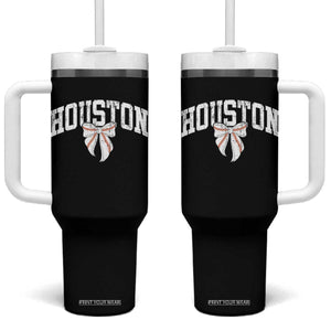 Retro Houston Tumbler With Handle Baseball Coquette Bow Varsity Vintage Sports 80s 90s TS10 One Size: 40 oz Black Print Your Wear