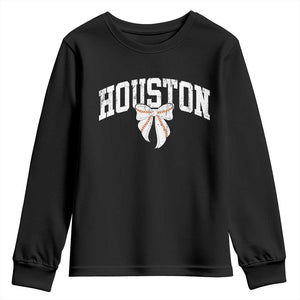 Retro Houston Youth Sweatshirt Baseball Coquette Bow Varsity Vintage Sports 80s 90s TS10 Black Print Your Wear