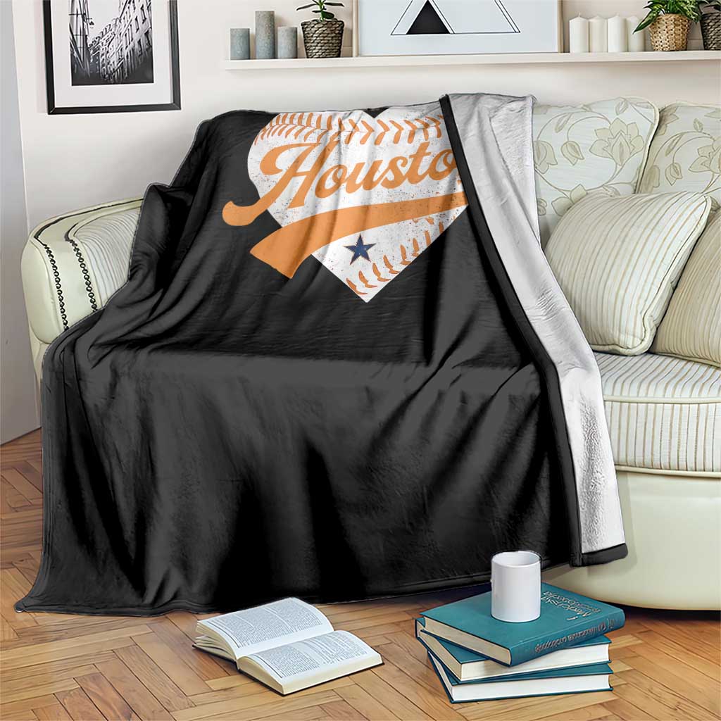 Houston Clutch City Throw Blanket Baseball Heart Varsity Script Vintage Sports Fans TS10 Print Your Wear