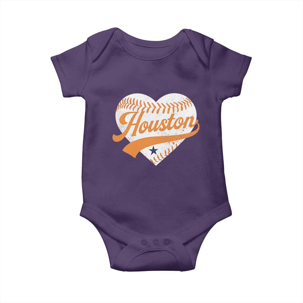 Houston Clutch City Baby Onesie Baseball Heart Varsity Script Vintage Sports Fans TS10 Purple Print Your Wear