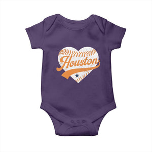 Houston Clutch City Baby Onesie Baseball Heart Varsity Script Vintage Sports Fans TS10 Purple Print Your Wear