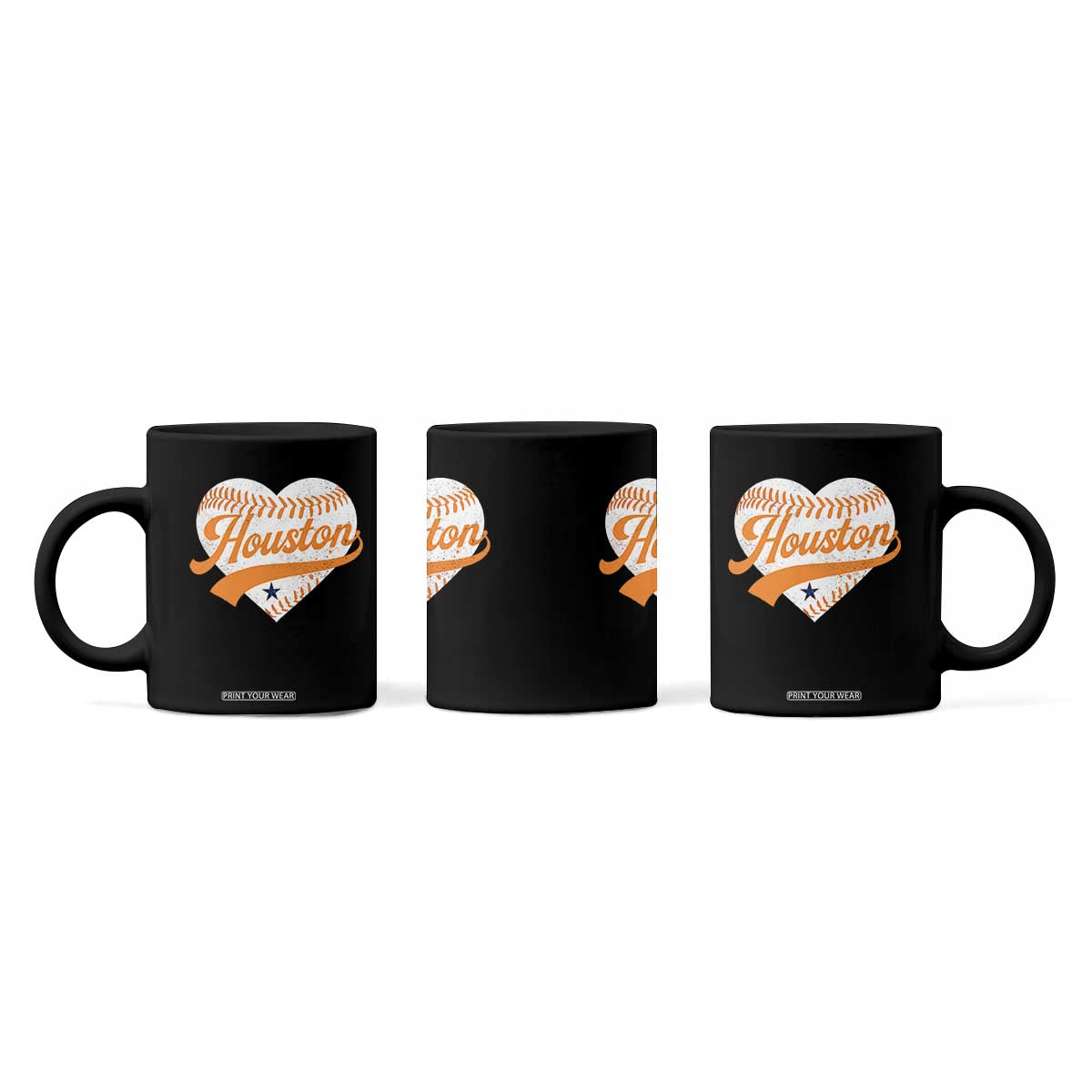 Houston Clutch City Coffee Mug Baseball Heart Varsity Script Vintage Sports Fans TS10 Print Your Wear