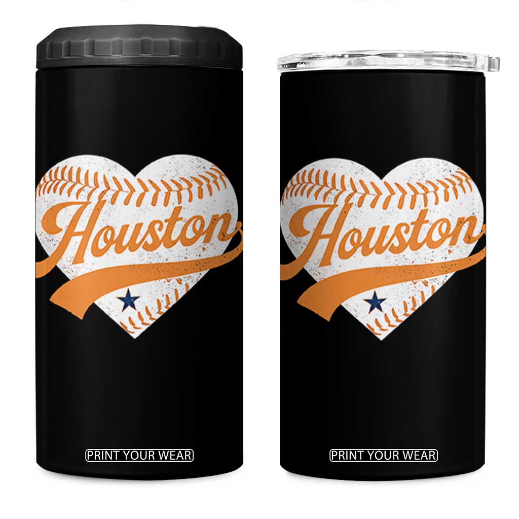 Houston Clutch City 4 in 1 Can Cooler Tumbler Baseball Heart Varsity Script Vintage Sports Fans TS10 One Size: 16 oz Black Print Your Wear