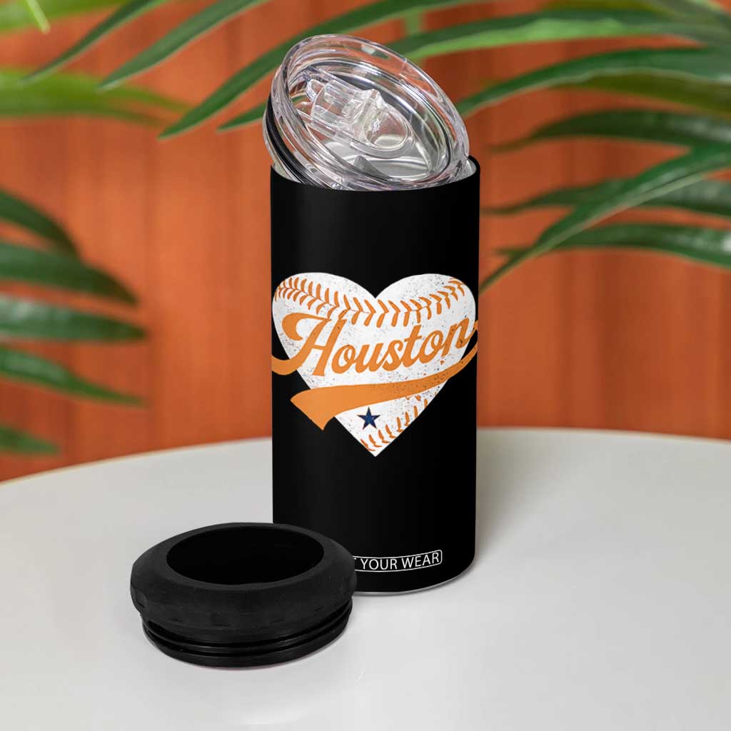 Houston Clutch City 4 in 1 Can Cooler Tumbler Baseball Heart Varsity Script Vintage Sports Fans TS10 Print Your Wear