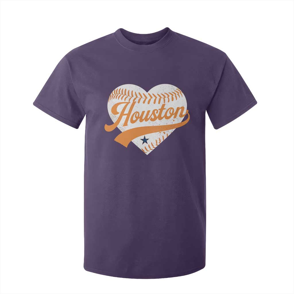 Houston Clutch City T Shirt For Kid Baseball Heart Varsity Script Vintage Sports Fans TS10 Purple Print Your Wear