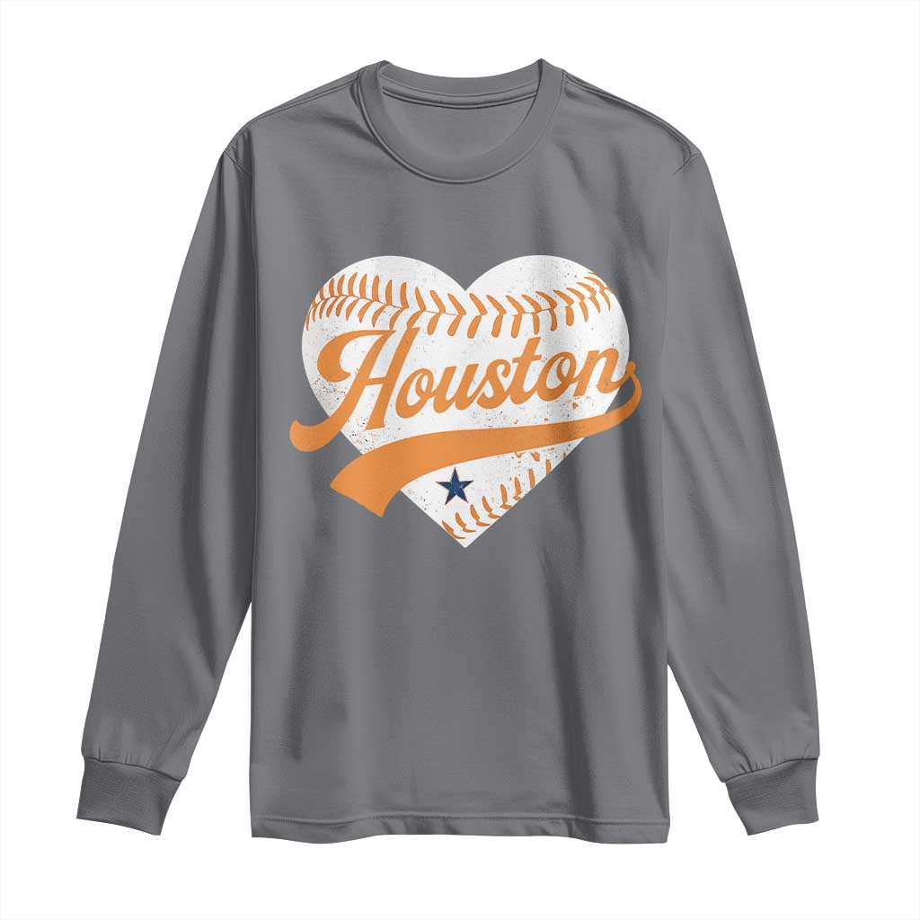 Houston Clutch City Long Sleeve Shirt Baseball Heart Varsity Script Vintage Sports Fans TS10 Charcoal Print Your Wear