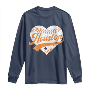 Houston Clutch City Long Sleeve Shirt Baseball Heart Varsity Script Vintage Sports Fans TS10 Navy Print Your Wear