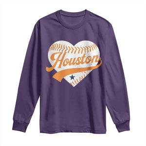Houston Clutch City Long Sleeve Shirt Baseball Heart Varsity Script Vintage Sports Fans TS10 Purple Print Your Wear