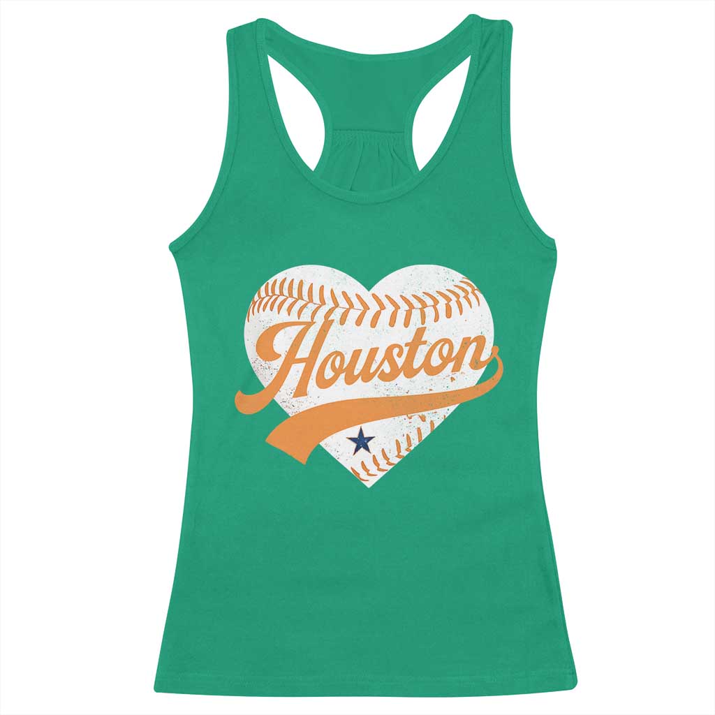 Houston Clutch City Racerback Tank Top Baseball Heart Varsity Script Vintage Sports Fans TS10 Irish Green Print Your Wear
